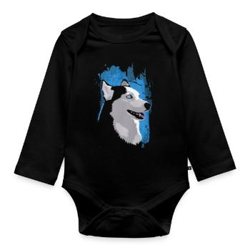 I Love Husky - Organic Longsleeve Baby Bodysuit - black - Front