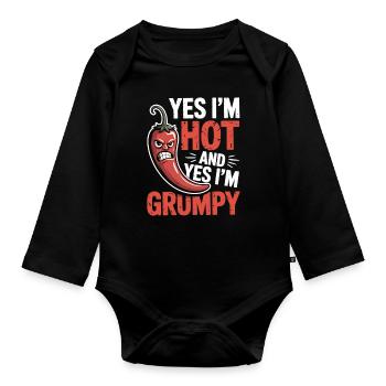 Scharfmacher T-Shirt - Scharf und schlecht gelaunt - Baby Bio-Langarm-Body - Schwarz - Vorne