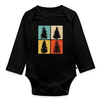 Arbres Nature Forêt Plein air Amoureux de la nature - Body Bébé bio manches longues - noir - Devant
