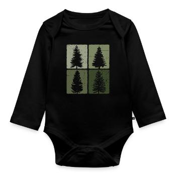 Arbres Nature Forêt Plein air Amoureux de la nature - Body Bébé bio manches longues - noir - Devant