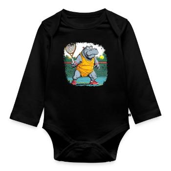 Nilpferde Tennis - Baby Bio-Langarm-Body - Schwarz - Vorne