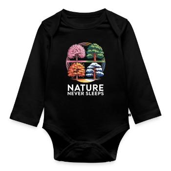 Nature Never Sleeps Shirt - Organic Longsleeve Baby Bodysuit - black - Front