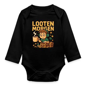 Looting Morning Gamer Chemise - Body Bébé bio manches longues - noir - Devant