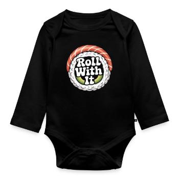 Roll With It Sushi - Organic Longsleeve Baby Bodysuit - black - Front