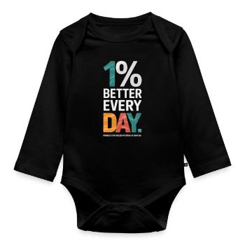 Amélioration quotidienne – Inspiration pour le succès - Body Bébé bio manches longues - noir - Devant