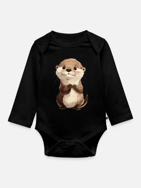 Süßer Baby Otter - Baby Bio-Langarm-Body - Schwarz