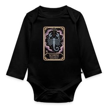 Zodiac Scorpio Tarot Shirt - Organic Longsleeve Baby Bodysuit - black - Front
