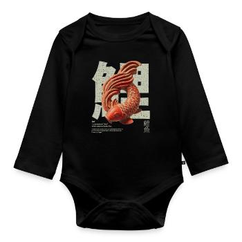 Japanischer Koi Fisch – Glück & Transformation - Baby Bio-Langarm-Body - Schwarz - Vorne