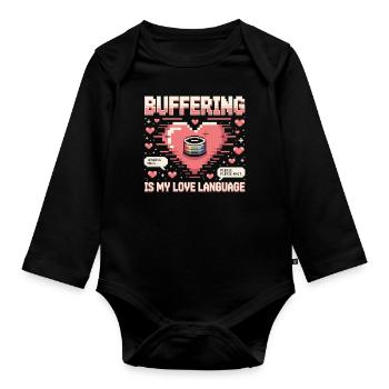 Pixel Herz Ladebalken - Baby Bio-Langarm-Body - Schwarz - Vorne
