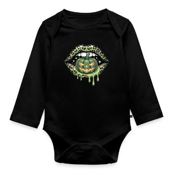 Leopard Lips Halloween - Organic Longsleeve Baby Bodysuit - black - Front