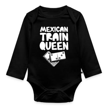Mexican Train Domino - Baby Bio-Langarm-Body - Schwarz - Vorne