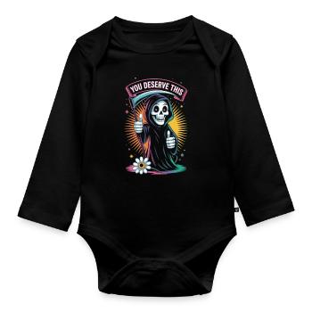 You Deserve This Sensemann Shirt - Baby Bio-Langarm-Body - Schwarz - Vorne