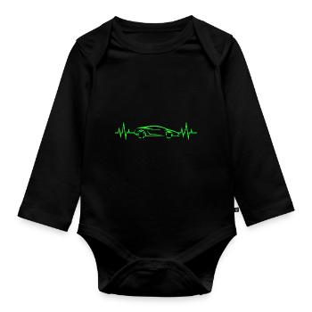 Battements de Coeur - Heartbeat - Voiture de sport - Supercar - Body Bébé bio manches longues - noir - Devant