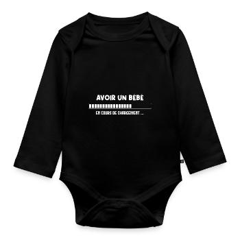 Avoir un Bébé en Cours de Chargement - Body Bébé bio manches longues - noir - Devant