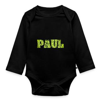 Paul - Organic Longsleeve Baby Bodysuit - black - Front
