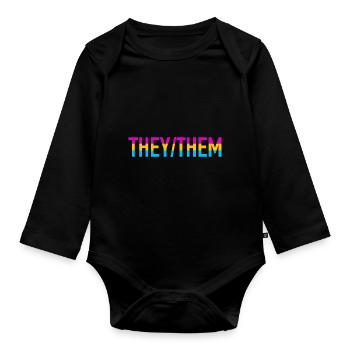 They Them Pronomen Pan Pride Month LGBTQ Pansexual - Baby Bio-Langarm-Body - Schwarz - Vorne