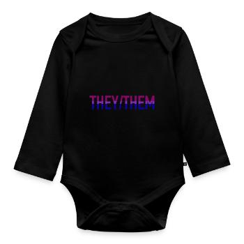 They Them Pronouns Bi Pride Month LGBTQ Bisexual - Organic Longsleeve Baby Bodysuit - black - Front