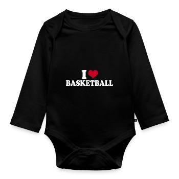J’adore le basketball - Body Bébé bio manches longues - noir - Devant