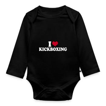 J’adore le kickboxing kickboxer kickboxen - Body Bébé bio manches longues - noir - Devant