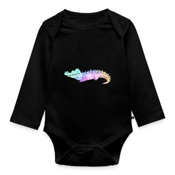 Alligator Krokodil Echse Raubtier Reptil Florida - Baby Bio-Langarm-Body - Schwarz - Vorne