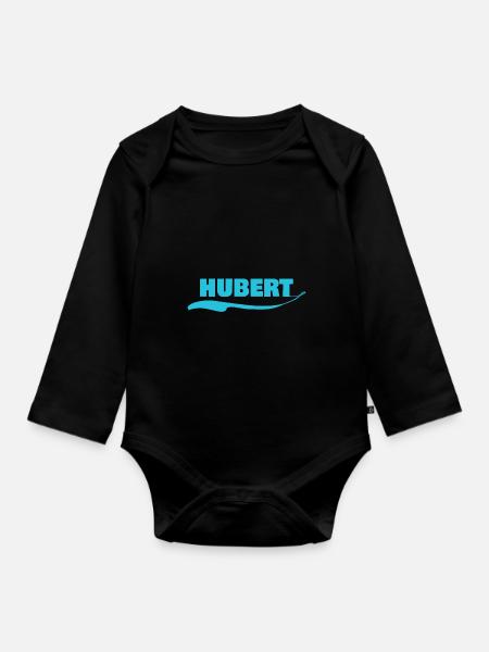 Namensschild hubert - Baby Bio-Langarm-Body - Schwarz