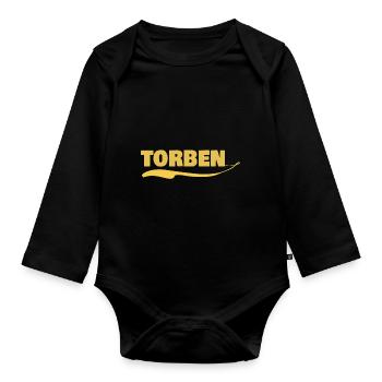 Geschenk für Torben - Baby Bio-Langarm-Body - Schwarz - Vorne