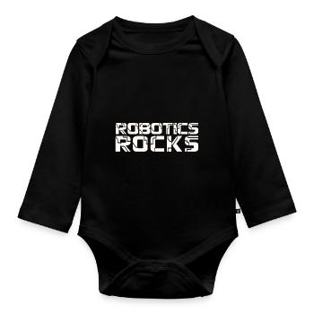 Build Robot Droid Builder Funny Cool Robotics Rock - Organic Longsleeve Baby Bodysuit - black - Front