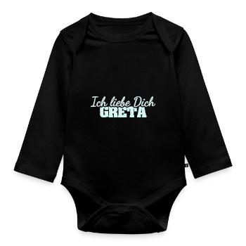 Liebe Greta - Baby Bio-Langarm-Body - Schwarz - Vorne