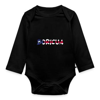 Puerto Rico | Puerto Ricaner Flagge Geschenkideen - Baby Bio-Langarm-Body - Schwarz - Vorne