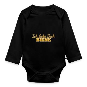 Biene - Baby Bio-Langarm-Body - Schwarz - Vorne