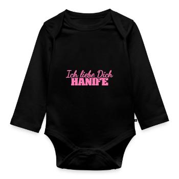 Hanife as love - Organic Longsleeve Baby Bodysuit - black - Front
