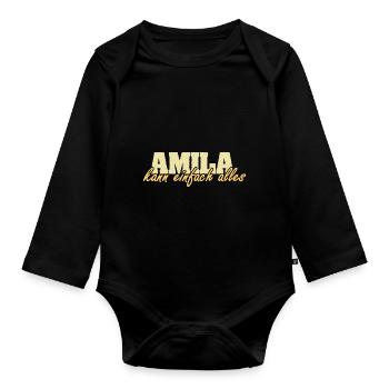 Frau Amila - Baby Bio-Langarm-Body - Schwarz - Vorne