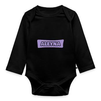 Aleyna als Vorname - Baby Bio-Langarm-Body - Schwarz - Vorne