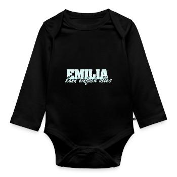 Frau Emilia - Baby Bio-Langarm-Body - Schwarz - Vorne
