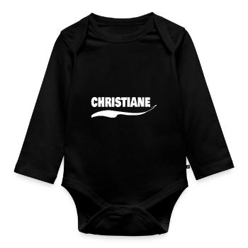 Prénom Chrisitiane - Body Bébé bio manches longues - noir - Devant