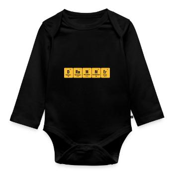 Periodical Table Of Elements Drummer Drum Drumming - Organic Longsleeve Baby Bodysuit - black - Front
