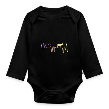 Herzschlag Esel - Baby Bio-Langarm-Body - Schwarz - Vorne