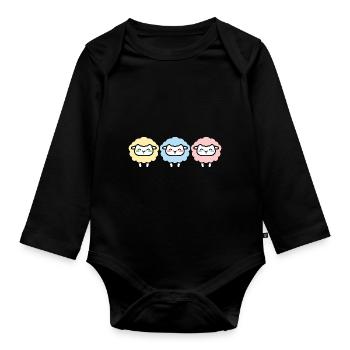 Sheep - Organic Longsleeve Baby Bodysuit - black - Front