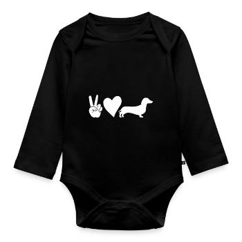 Hund Dackel - Baby Bio-Langarm-Body - Schwarz - Vorne