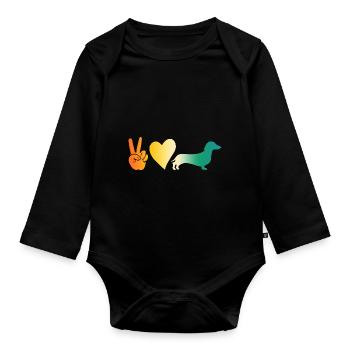 Hund Dackel - Baby Bio-Langarm-Body - Schwarz - Vorne