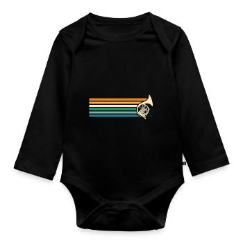 Hornist Waldhorn - Baby Bio-Langarm-Body - Schwarz - Vorne