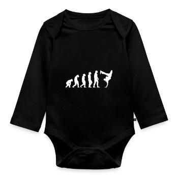 Breakdance Evolution Geschenk B-Boy 80's Hip Hop - Baby Bio-Langarm-Body - Schwarz - Vorne