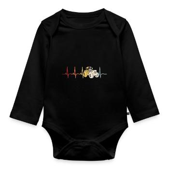 Bauer Traktor Trecker Traktoren EKG Bauernhof - Baby Bio-Langarm-Body - Schwarz - Vorne
