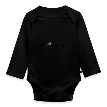 Oiseaux Birdwatcher Heartbeat Spring Bird - Body Bébé bio manches longues - noir - Devant