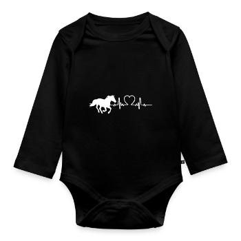 Pferd Herzschlag Reiten Reitsport Pferdefreund - Baby Bio-Langarm-Body - Schwarz - Vorne