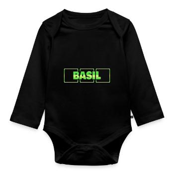 Geschenk für Basil - Baby Bio-Langarm-Body - Schwarz - Vorne