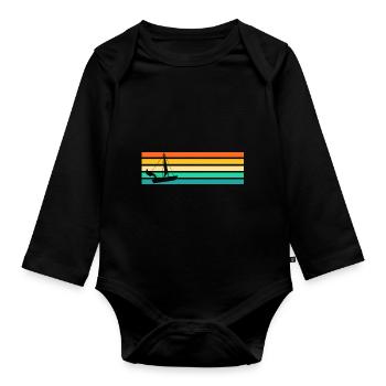 Segelboot Retro Segler Segeln - Baby Bio-Langarm-Body - Schwarz - Vorne
