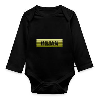 Prénom Kilian - Body Bébé bio manches longues - noir - Devant