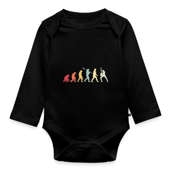 Human Evolution Guitar Band Retro Vintage - Body Bébé bio manches longues - noir - Devant