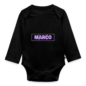Gift for Marco - Organic Longsleeve Baby Bodysuit - black - Front